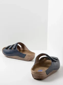 DAMES Wolky Slippers<Nomad - blauw leer