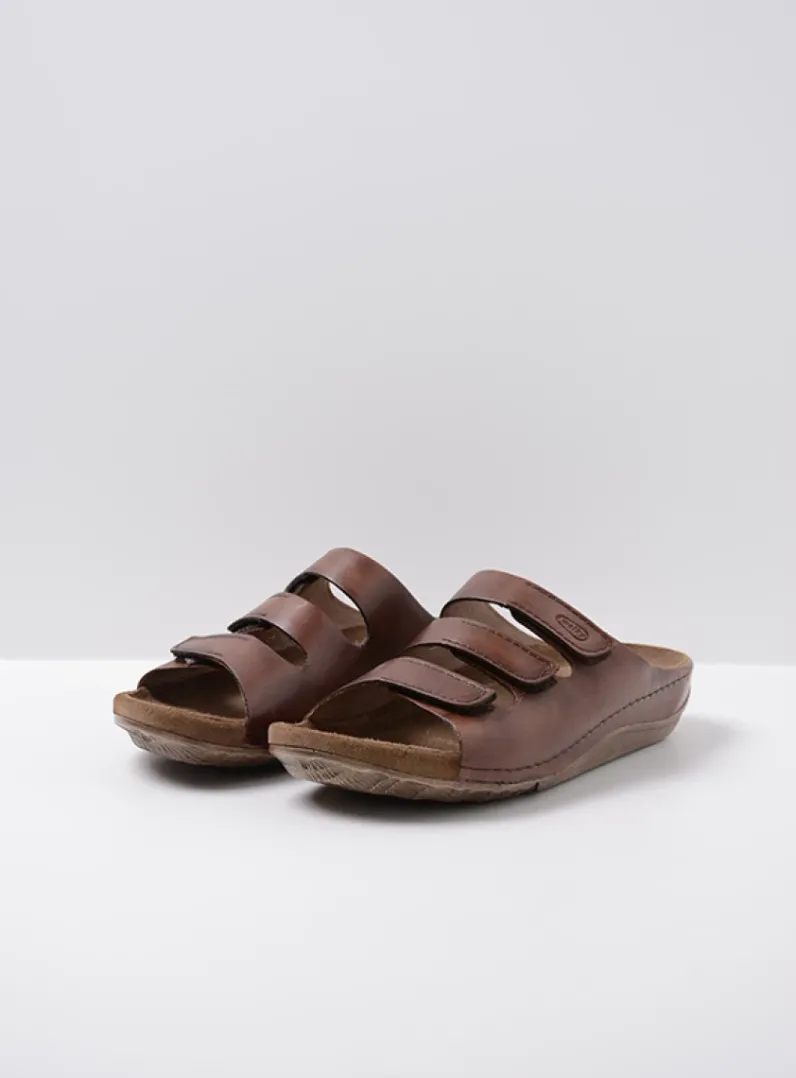 DAMES Wolky Slippers<Nomad - cognac geolied leer