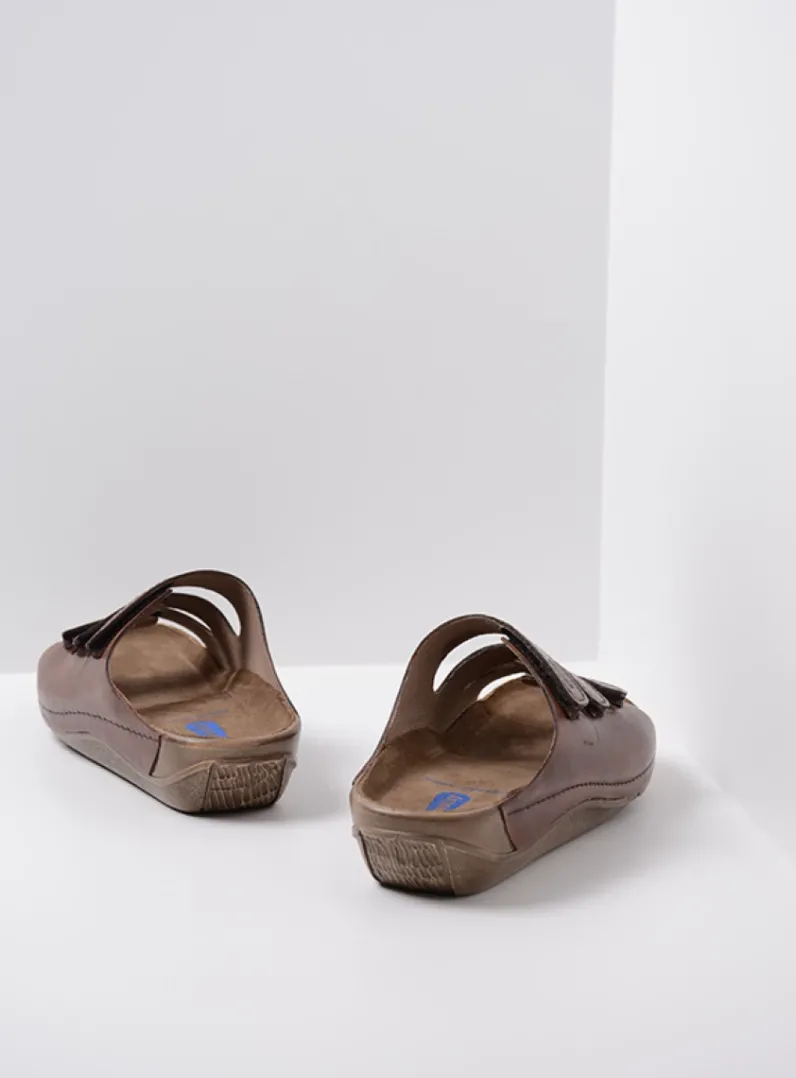 DAMES Wolky Slippers<Nomad - cognac geolied leer