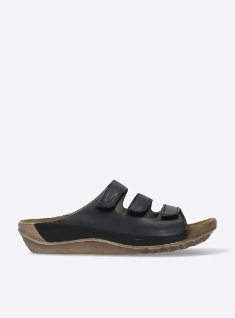 DAMES Wolky Slippers<Nomad - zwart geolied leer