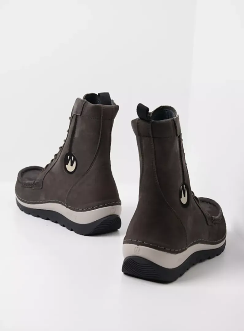 DAMES Wolky Hoge Veterschoenen|Veterlaarzen<Ocean - asfalt nubuck