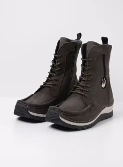 DAMES Wolky Hoge Veterschoenen|Veterlaarzen<Ocean - asfalt nubuck
