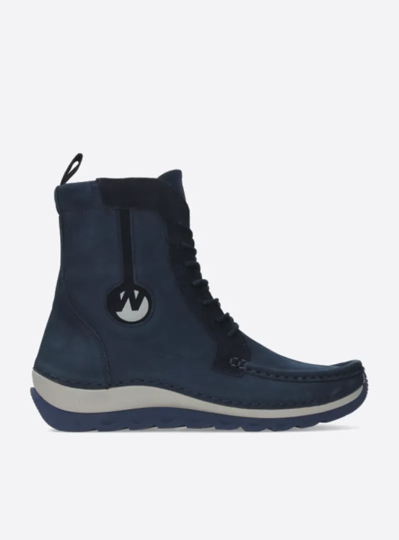 DAMES Wolky Hoge Veterschoenen|Veterlaarzen<Ocean - denim nubuck