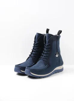 DAMES Wolky Hoge Veterschoenen|Veterlaarzen<Ocean - denim nubuck