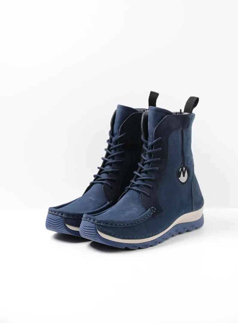 DAMES Wolky Hoge Veterschoenen|Veterlaarzen<Ocean - denim nubuck