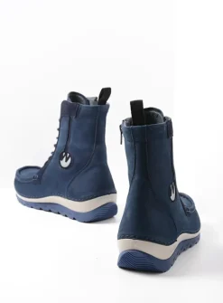 DAMES Wolky Hoge Veterschoenen|Veterlaarzen<Ocean - denim nubuck