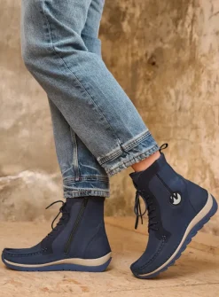 DAMES Wolky Hoge Veterschoenen|Veterlaarzen<Ocean - denim nubuck