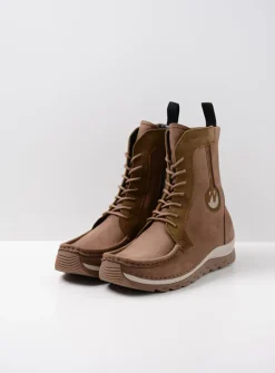 DAMES Wolky Hoge Veterschoenen|Veterlaarzen<Ocean - donker taupe nubuck