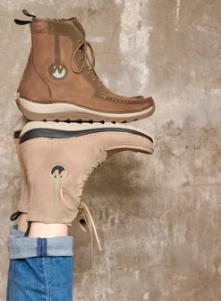 DAMES Wolky Hoge Veterschoenen|Veterlaarzen<Ocean - donker taupe nubuck