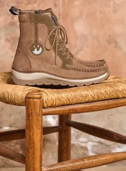 DAMES Wolky Hoge Veterschoenen|Veterlaarzen<Ocean - donker taupe nubuck