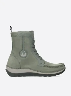 DAMES Wolky Hoge Veterschoenen|Veterlaarzen<Ocean - grijsgroen nubuck