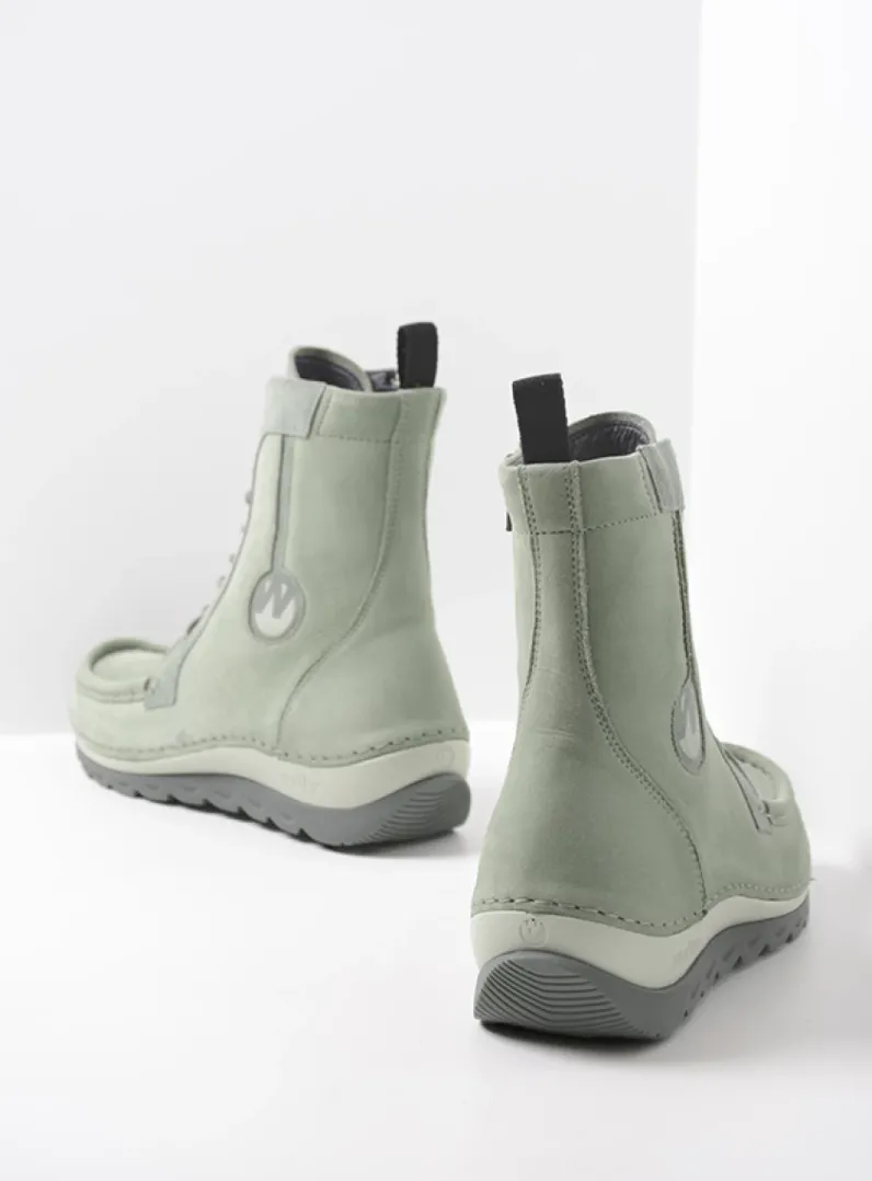 DAMES Wolky Hoge Veterschoenen|Veterlaarzen<Ocean - grijsgroen nubuck