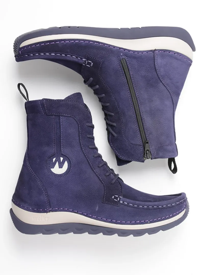 DAMES Wolky Hoge Veterschoenen|Veterlaarzen<Ocean - paars nubuck