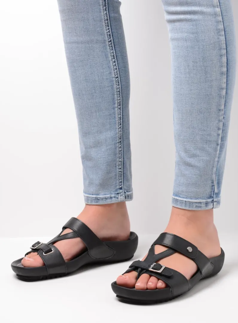 DAMES Wolky Slippers<O'Connor - zwart leer