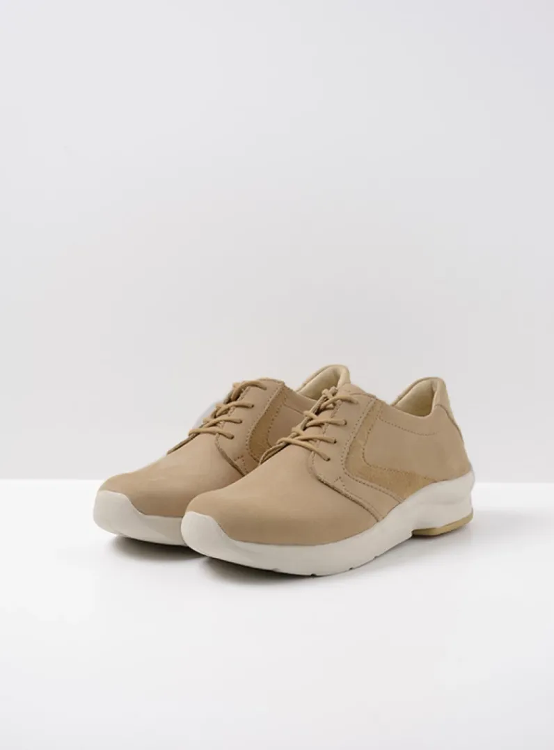 DAMES Wolky Lage Veterschoenen|Wandelschoenen<Omaha HV - beige nubuck