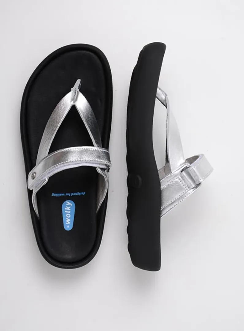 DAMES Wolky Slippers<Peace - zilver leer