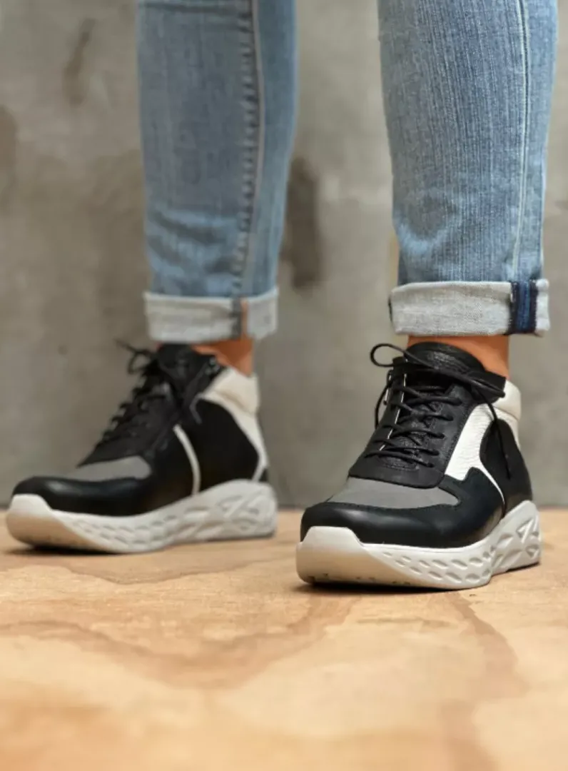 DAMES Wolky Hoge Veterschoenen|Herfst/Winter<Pep S2F - antraciet combi stretch leer