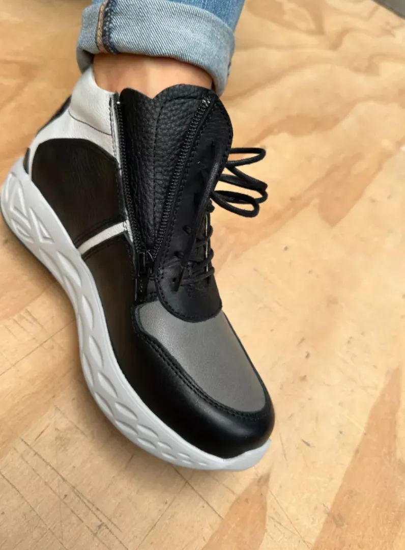 DAMES Wolky Hoge Veterschoenen|Herfst/Winter<Pep S2F - antraciet combi stretch leer