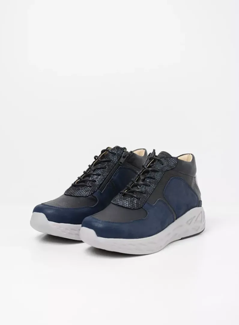 DAMES Wolky Hoge Veterschoenen|Herfst/Winter<Pep S2F - denim combi stretch leer