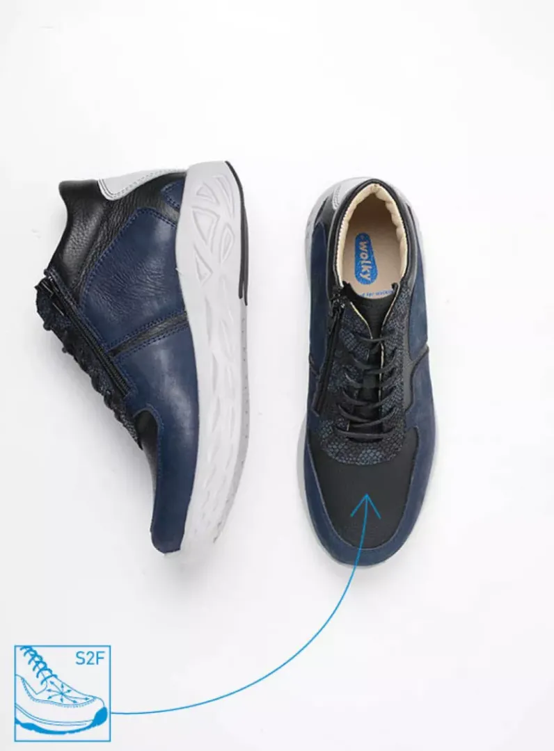 DAMES Wolky Hoge Veterschoenen|Herfst/Winter<Pep S2F - denim combi stretch leer