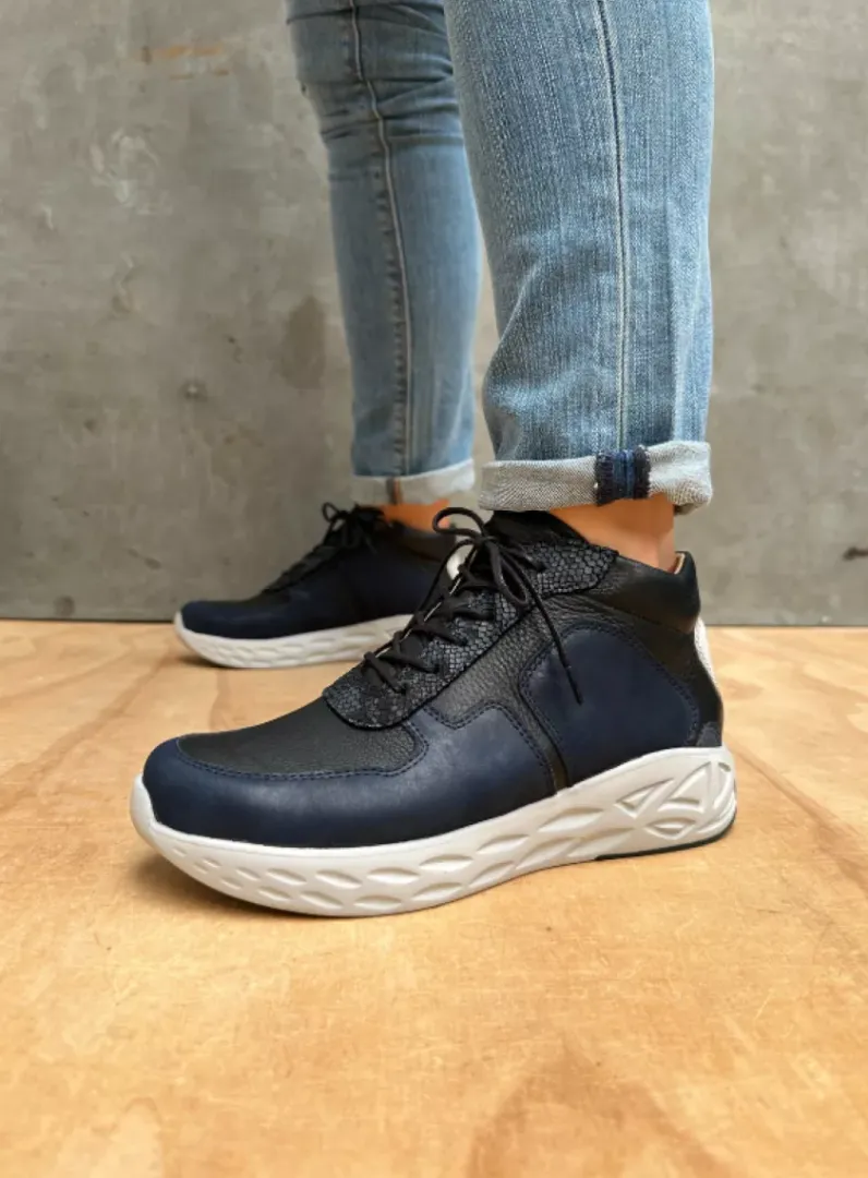 DAMES Wolky Hoge Veterschoenen|Herfst/Winter<Pep S2F - denim combi stretch leer