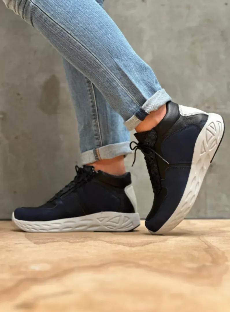 DAMES Wolky Hoge Veterschoenen|Herfst/Winter<Pep S2F - denim combi stretch leer