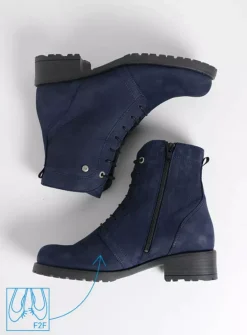 DAMES Wolky Veterlaarzen|Halfhoge Laarzen<Quinta F2F - blauw nubuck