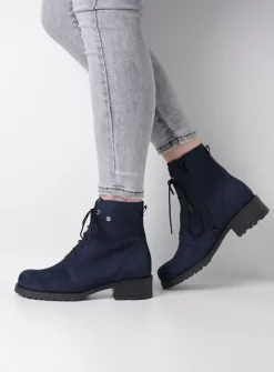 DAMES Wolky Veterlaarzen|Halfhoge Laarzen<Quinta F2F - blauw nubuck