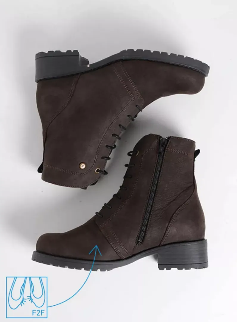 DAMES Wolky Veterlaarzen|Halfhoge Laarzen<Quinta F2F - bruin nubuck