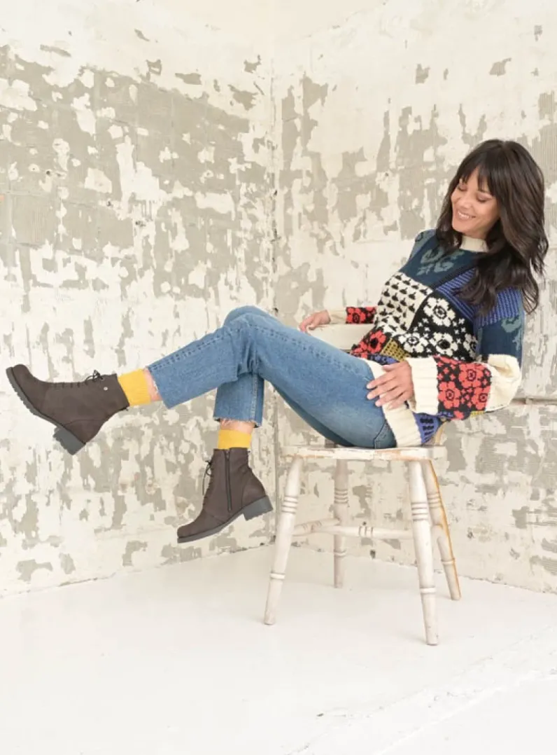 DAMES Wolky Veterlaarzen|Halfhoge Laarzen<Quinta F2F - bruin nubuck