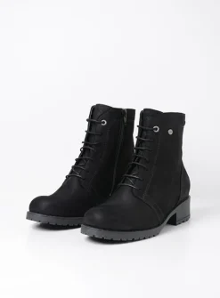 DAMES Wolky Veterlaarzen|Halfhoge Laarzen<Quinta F2F - zwart nubuck