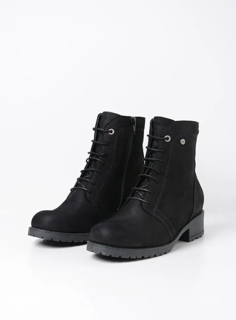 DAMES Wolky Veterlaarzen|Halfhoge Laarzen<Quinta F2F - zwart nubuck