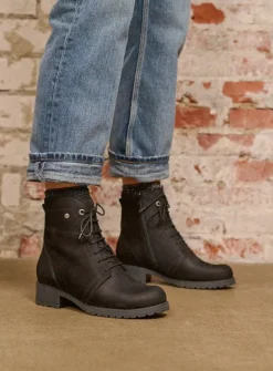 DAMES Wolky Veterlaarzen|Halfhoge Laarzen<Quinta F2F - zwart nubuck