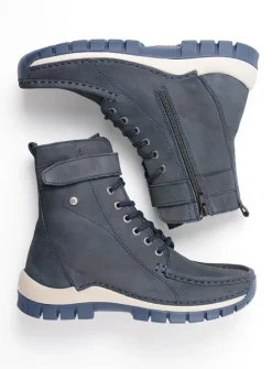 DAMES Wolky Hoge Veterschoenen|Veterlaarzen<Reach - blauw nubuck
