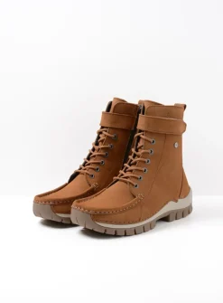 DAMES Wolky Hoge Veterschoenen|Veterlaarzen<Reach - cognac nubuck
