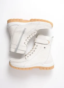 DAMES Wolky Hoge Veterschoenen|Veterlaarzen<Reach - creme wit leer