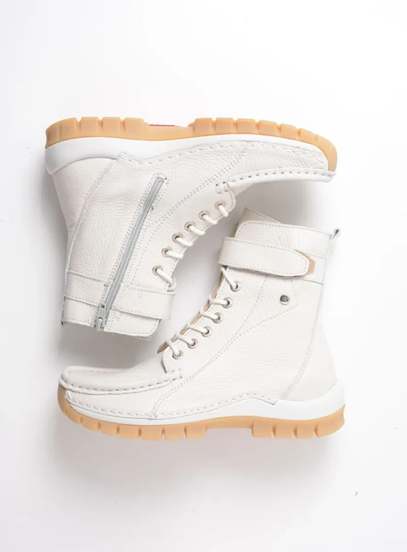 DAMES Wolky Hoge Veterschoenen|Veterlaarzen<Reach - creme wit leer