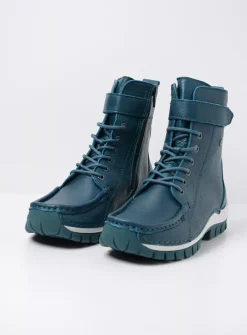 DAMES Wolky Hoge Veterschoenen|Veterlaarzen<Reach - petrol leer
