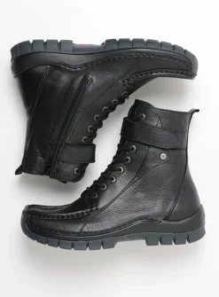 DAMES Wolky Hoge Veterschoenen|Veterlaarzen<Reach - zwart leer