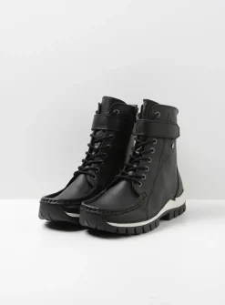 DAMES Wolky Hoge Veterschoenen|Veterlaarzen<Reach - zwart/wit leer