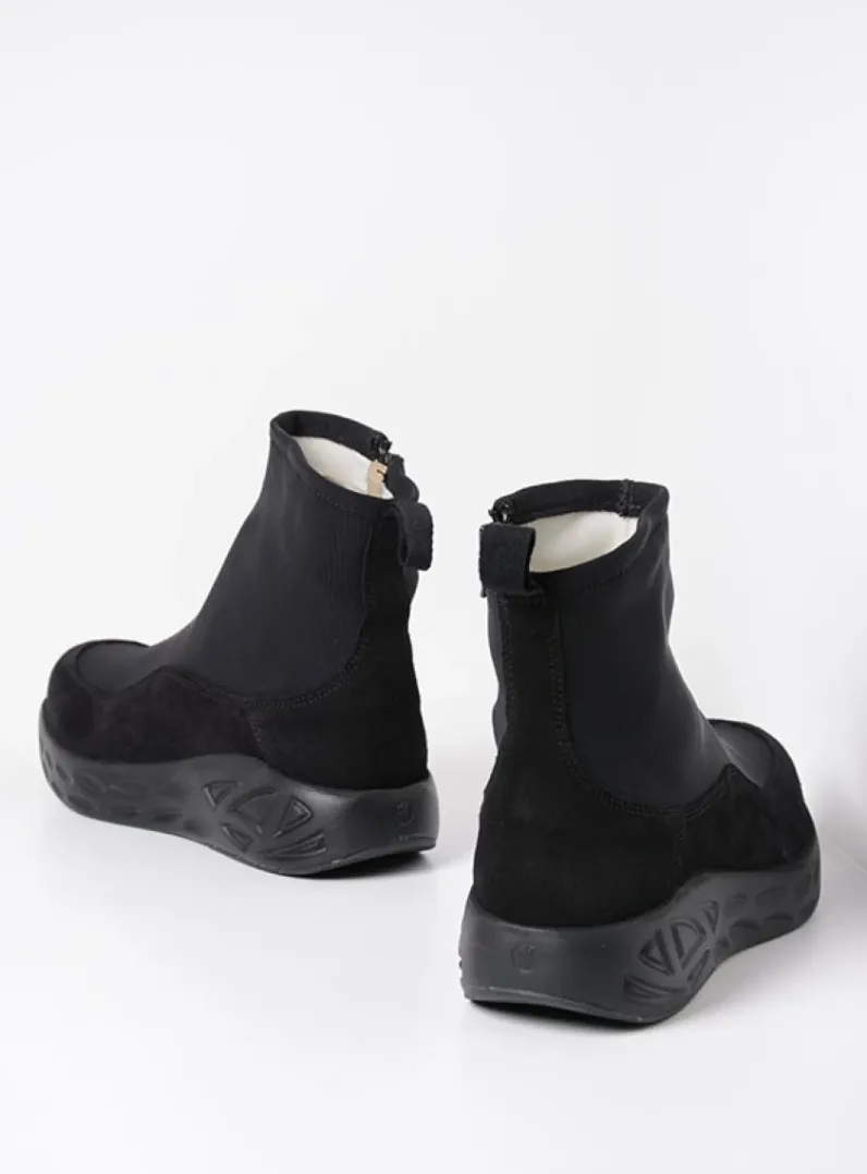 DAMES Wolky Wandelschoenen|Sneakers<Rebound S2F - zwart stretch suede