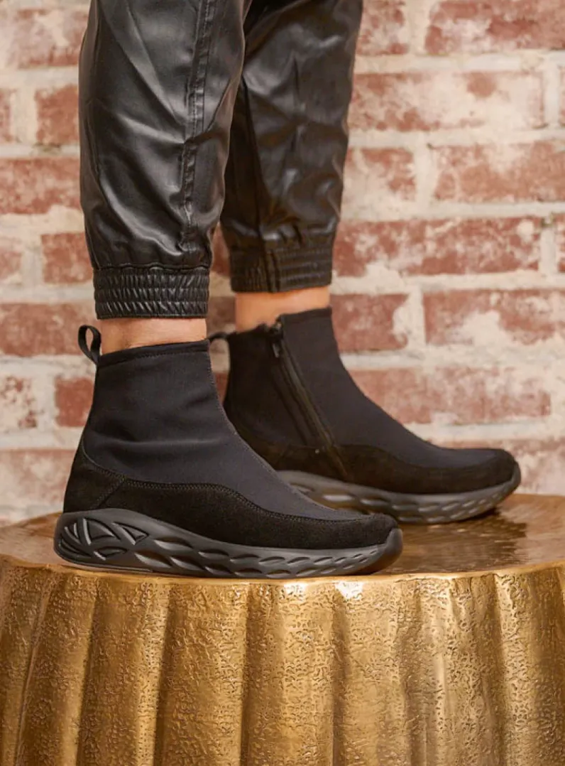 DAMES Wolky Wandelschoenen|Sneakers<Rebound S2F - zwart stretch suede