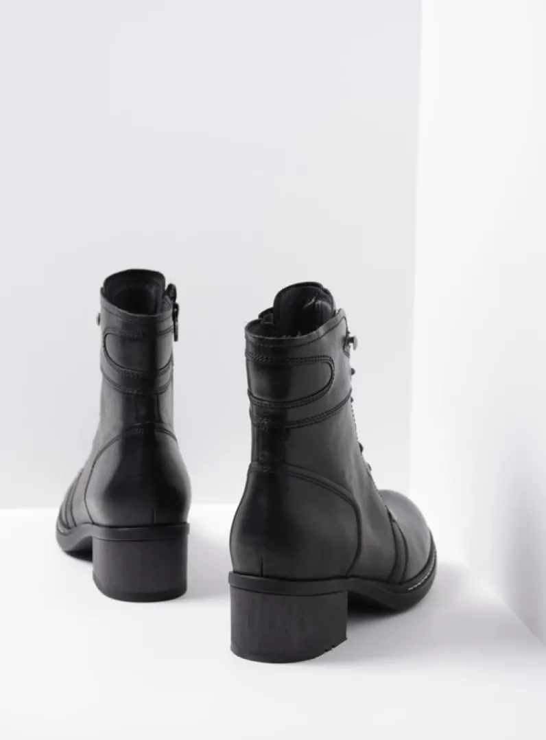 DAMES Wolky Veterlaarzen|Biker Boots<Red Deer CW - zwart leer
