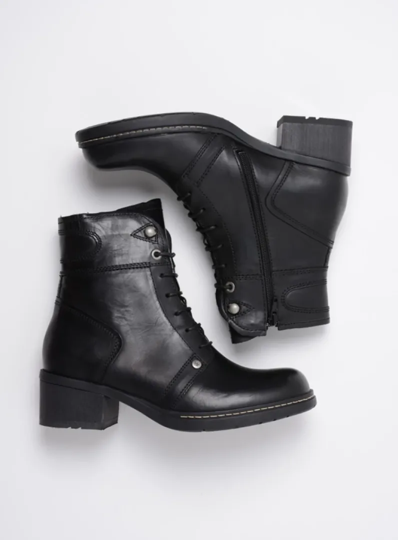 DAMES Wolky Veterlaarzen|Biker Boots<Red Deer CW - zwart leer