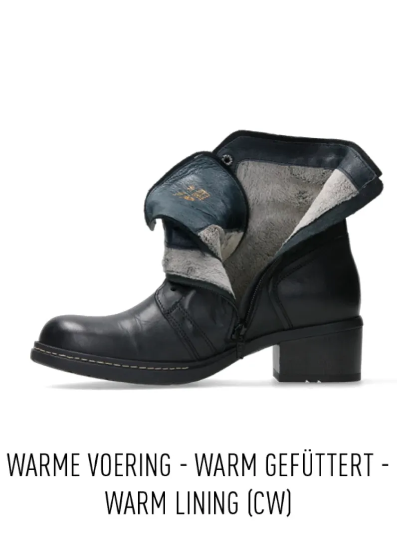 DAMES Wolky Veterlaarzen|Biker Boots<Red Deer CW - zwart leer