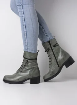 DAMES Wolky Veterlaarzen|Halfhoge Laarzen<Rimbley - castor grey leer