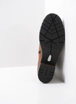 DAMES Wolky Veterlaarzen|Halfhoge Laarzen<Rimbley - cognac leer