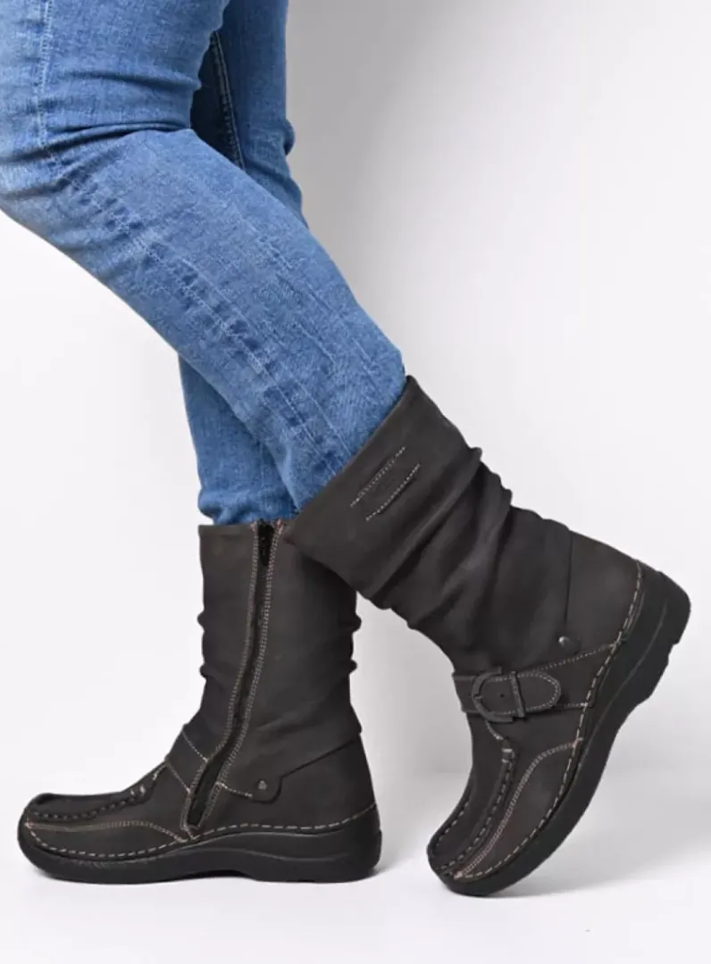 DAMES Wolky Halfhoge Laarzen|Herfst/Winter<Roll Jacky - asfalt nubuck