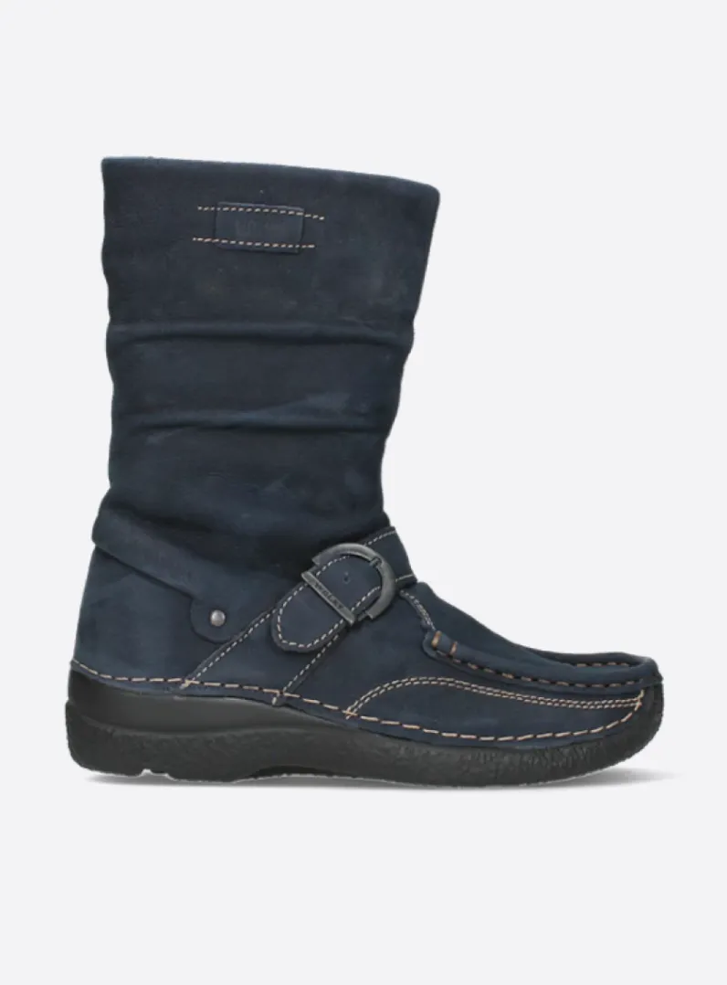 DAMES Wolky Halfhoge Laarzen|Herfst/Winter<Roll Jacky - blauw nubuck