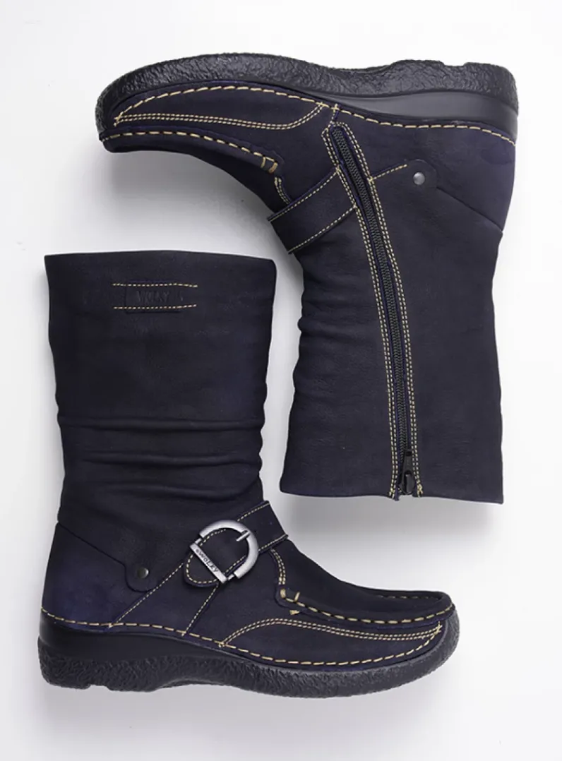 DAMES Wolky Halfhoge Laarzen|Herfst/Winter<Roll Jacky - blauw nubuck